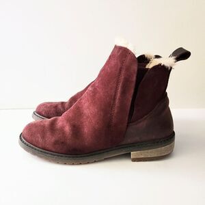 Emu Australia Burgundy Fleece Lined Chelsea Boots, UNISEX US M7 W8